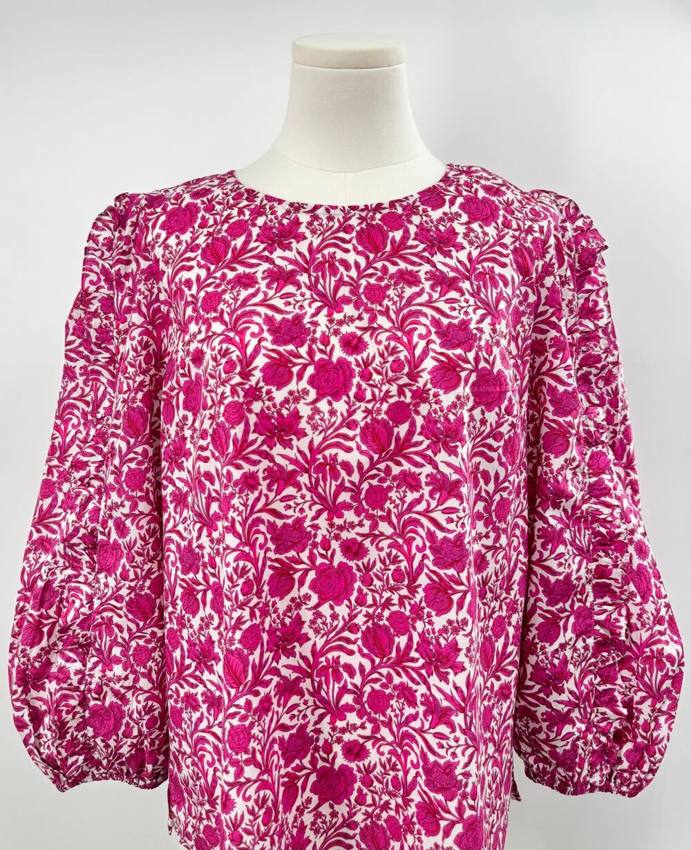 J Crew Sambourne Liberty Floral Blouse Pink Ruffle Sleeve Top Cotton M